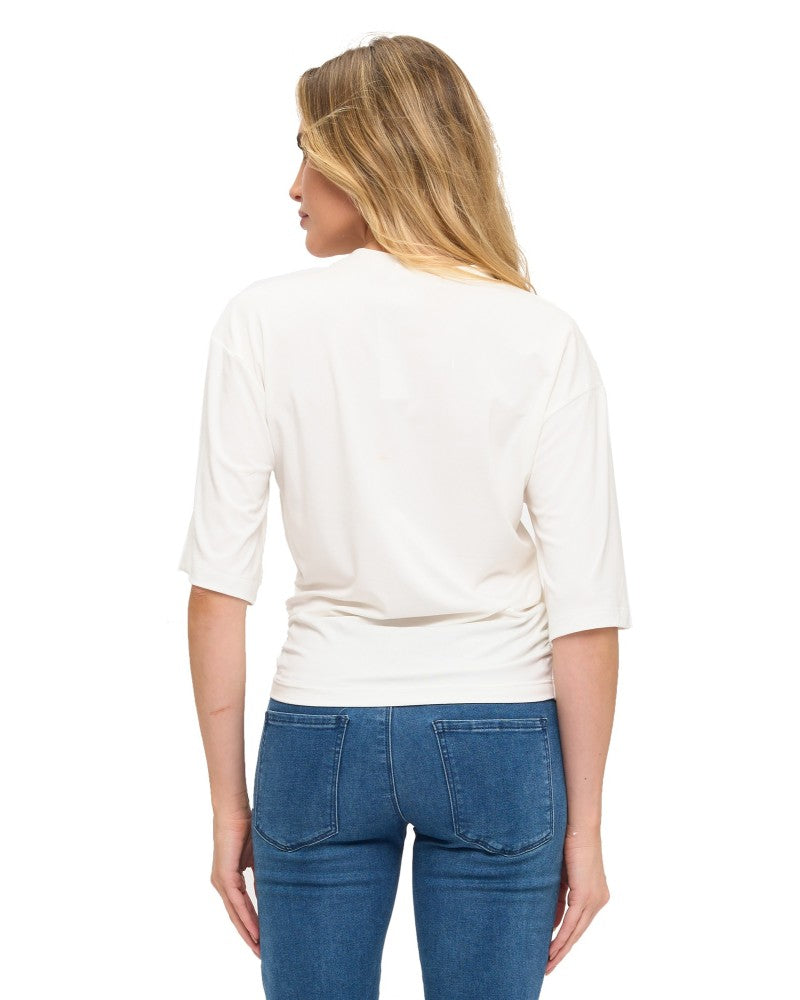 OFF WHITE RUCHED DETAILED T SHIRT