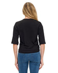 BLACK RUCHED DETAILED T SHIRT