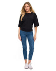 BLACK RUCHED DETAILED T SHIRT