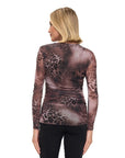 LONG SLV ANIMAL PRINT MESH TOP