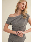 VINTAGE TAUPE OFF THE SHOULDER TOP