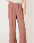 DEX ROSE/TAUPE WIDELEG PULL ON PANT