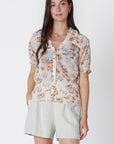DEX PEACH FLORAL BUTTON UP BLOUSE