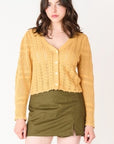 DEX SOFT APRICOT CROCHET CARDIGAN
