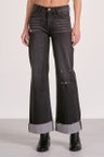 GREY WASH DENIM W/CUFFED BOTTOM