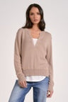 OATMEAL/WHITE VNK LAYERED SWEATER