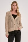 TAUPE BUTTON UP CARDIGAN
