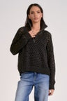 BLACK HALF ZIP SWEATER