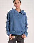 BLUE 1/4 ZIP SWEATSHIRT W/COLLAR