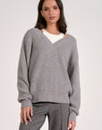 GREY VNECK SWEATER W/BUILT IN TANK