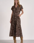 BROWN NAZCA PRINT DRESS