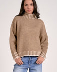 TAN SWEATER W/CREAM STITCH DETAIL