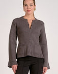 GREY CREWNECK FLARE SLEEVE SWEATER