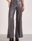 CHARCOAL HIGHWAIST FAUX LEATHER FLARE PANT