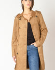 CAMEL FAUX SUEDE TRENCH COAT