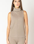 ALMOND SLVLESS TURTLENECK