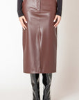 FAUX LEATHER MIDI SKIRT