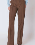 BROWN CHECK PANT W/SIDE STRIPE DETAIL