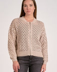 ELAN BEIGE ZIP UP CARDIGAN