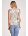 WHITE KNIT SLVLESS SWEATER W/SILVER WAXED DETAIL