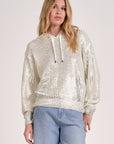 WHITE SWEATER W/ SILVER WAXED DETAIL