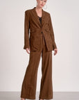 CHOCOLATE FAUX SUEDE BLAZER