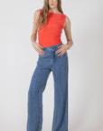 CONTRAST BLUE WASHED TROUSER