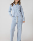 WASHED LIGHT BLUE BUTTON UP  KNIT TOP