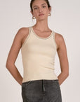 CREAM TANK W/BLACK CONTRAST