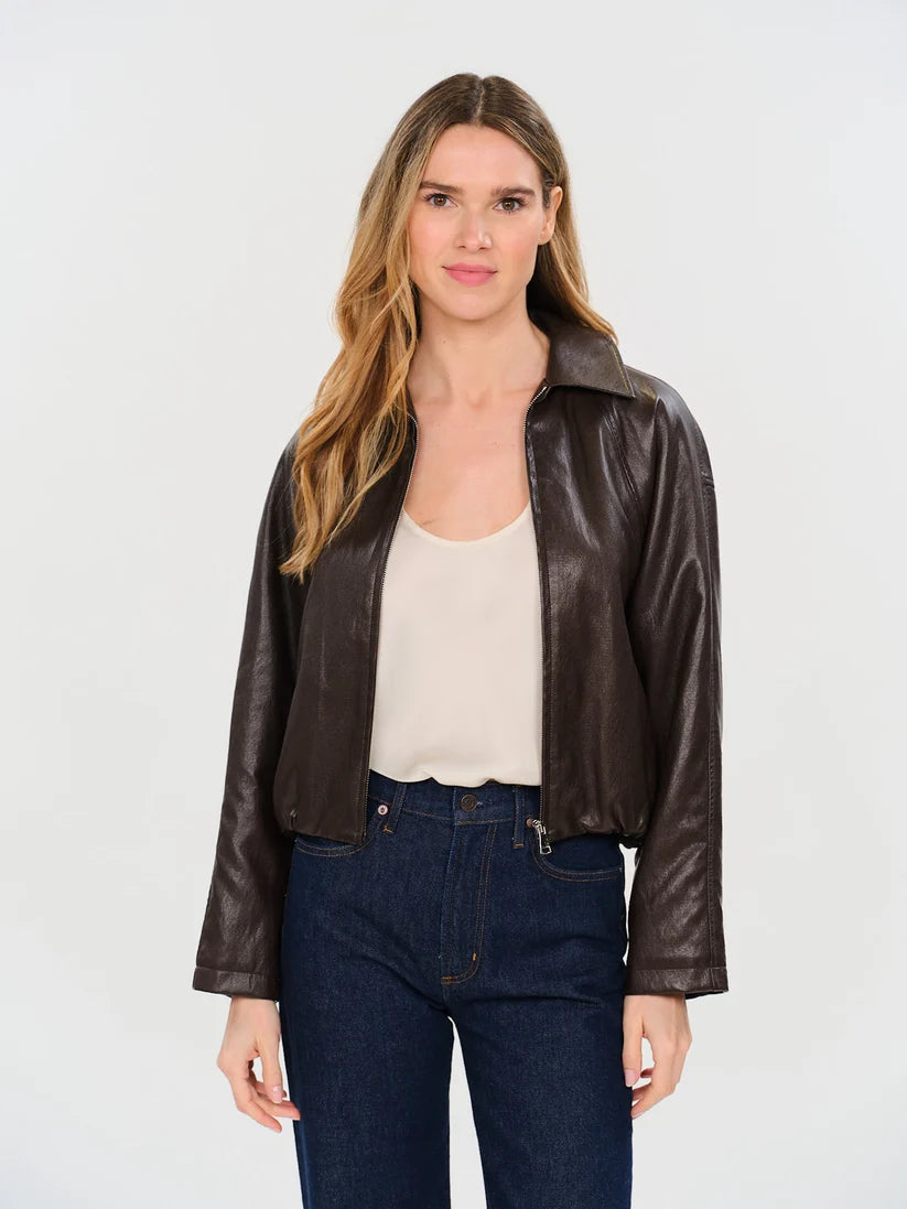 VALERIA FAUX LEATHER BUBBLE JACKET