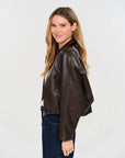 VALERIA FAUX LEATHER BUBBLE JACKET