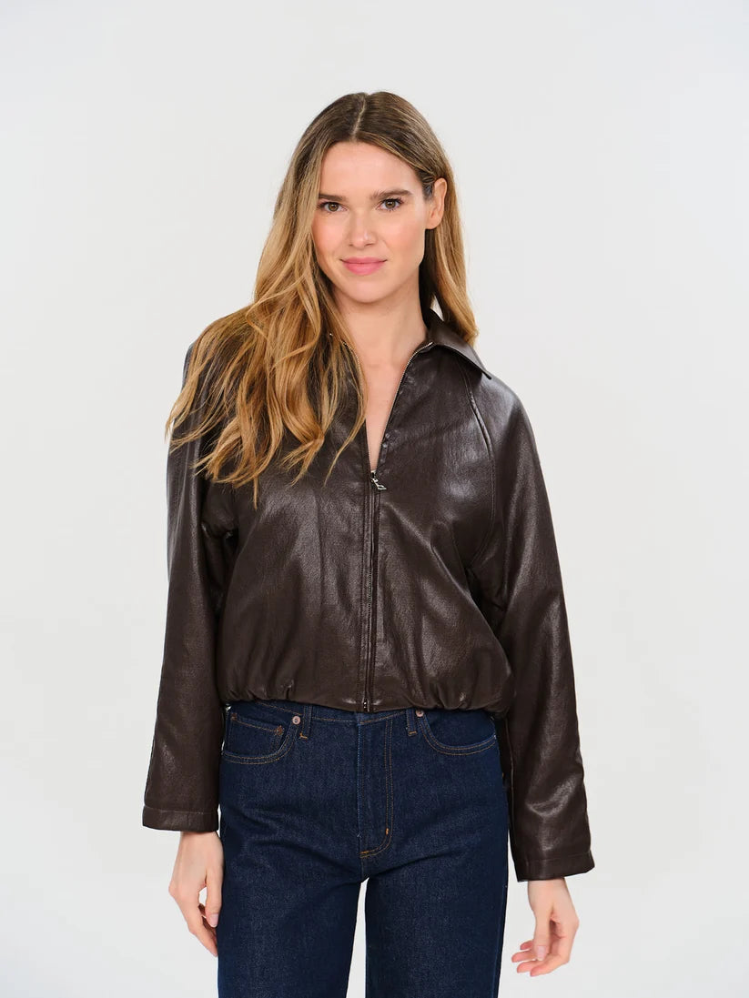 VALERIA FAUX LEATHER BUBBLE JACKET