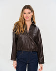 VALERIA FAUX LEATHER BUBBLE JACKET