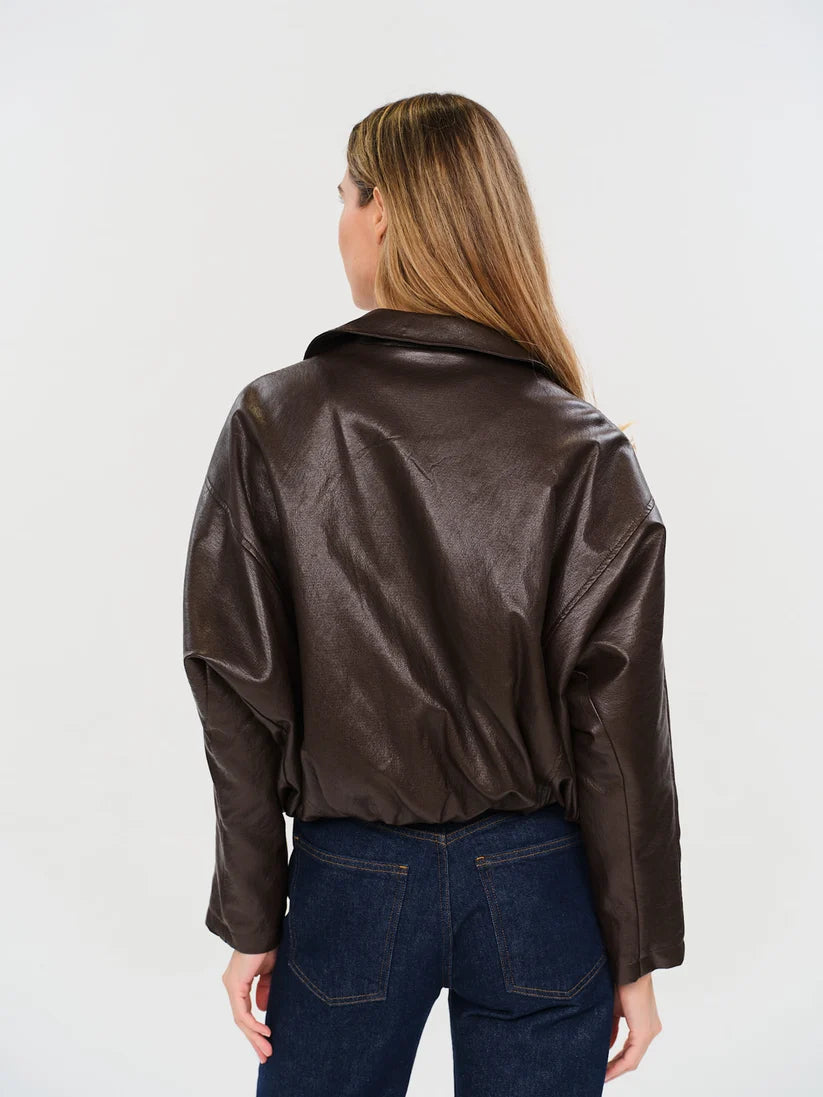 VALERIA FAUX LEATHER BUBBLE JACKET