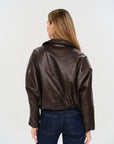 VALERIA FAUX LEATHER BUBBLE JACKET