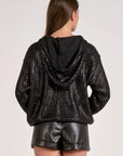 BLACK SWEATER W/BLACK WAXED DETAIL
