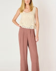 DEX ROSE/TAUPE WIDELEG PULL ON PANT
