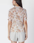 DEX PEACH FLORAL BUTTON UP BLOUSE