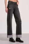 GREY WASH DENIM W/CUFFED BOTTOM