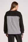 BLK STRIPE MIXED MEDIA TOP