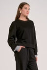 BLK STRIPE MIXED MEDIA TOP