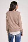 OATMEAL/WHITE VNK LAYERED SWEATER