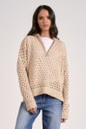 TAUPE HALF ZIP SWEATER