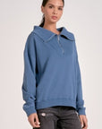 BLUE 1/4 ZIP SWEATSHIRT W/COLLAR