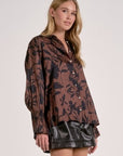 BRN/BLK FOLIAGE BLOUSE