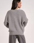 GREY VNECK SWEATER W/BUILT IN TANK
