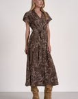 BROWN NAZCA PRINT DRESS
