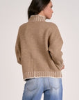 TAN SWEATER W/CREAM STITCH DETAIL