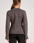 GREY CREWNECK FLARE SLEEVE SWEATER