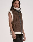 BROWN SHEARLING VEST